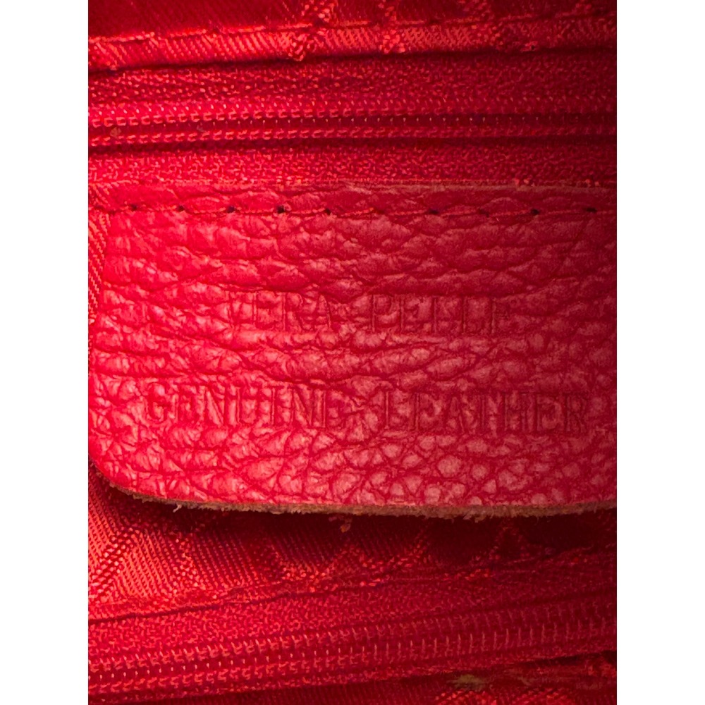 Vera Pelle Red Black Pebbled Leather Hobo Shoulder Bag Studded Heart Tassels